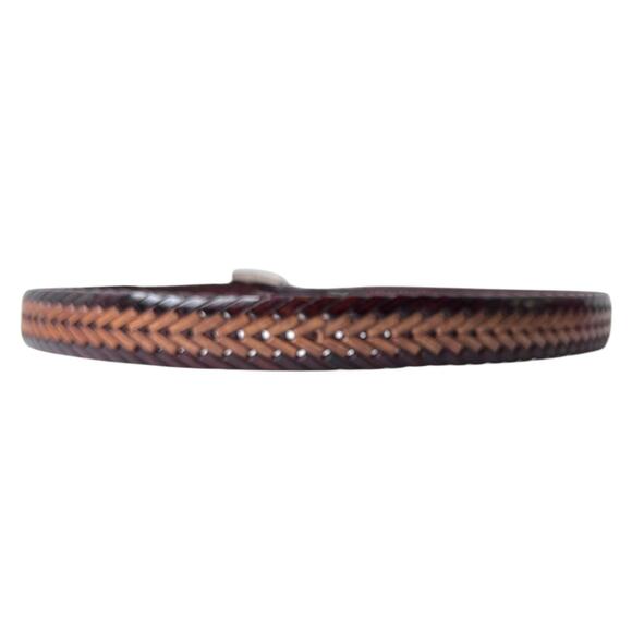 Vtg. ONYX By Brighton 2 Tone Braided Leather Belt with a Silver Buckle Size 38 main image 4